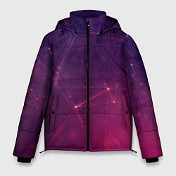 Куртка зимняя мужская Абстрактные взаимосвязанные линии, цвет: 3D-красный