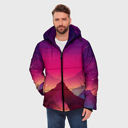Куртка зимняя мужская Горы Космос Neon Психоделика, цвет: 3D-светло-серый — фото 2