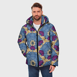 Куртка зимняя мужская Цветочные узоры, цвет: 3D-черный — фото 2