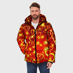 Куртка зимняя мужская СВЕТЯЩИЕСЯ СЕРДЕЧКИ, цвет: 3D-красный — фото 2