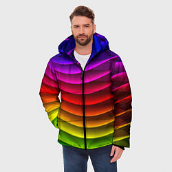 Куртка зимняя мужская Color line neon pattern Abstraction Summer 2023, цвет: 3D-светло-серый — фото 2