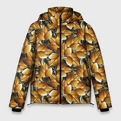 Куртка зимняя мужская Объемные желтые листья, цвет: 3D-красный