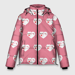 Куртка зимняя мужская Орнамент сердце кот, цвет: 3D-светло-серый