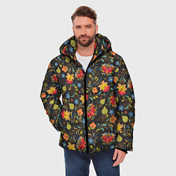 Куртка зимняя мужская Хохломские цветочки, цвет: 3D-светло-серый — фото 2