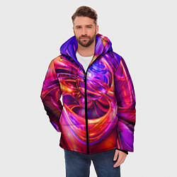 Куртка зимняя мужская Abstract color neon composition Абстрактная неонов, цвет: 3D-красный — фото 2