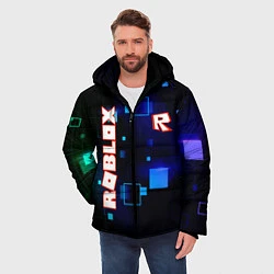 Куртка зимняя мужская ROBLOX неоновые кубики, цвет: 3D-черный — фото 2