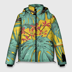 Куртка зимняя мужская Цветы В Джунглях, цвет: 3D-красный