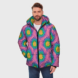 Куртка зимняя мужская Тай-дай, яркие пятна, цвет: 3D-светло-серый — фото 2