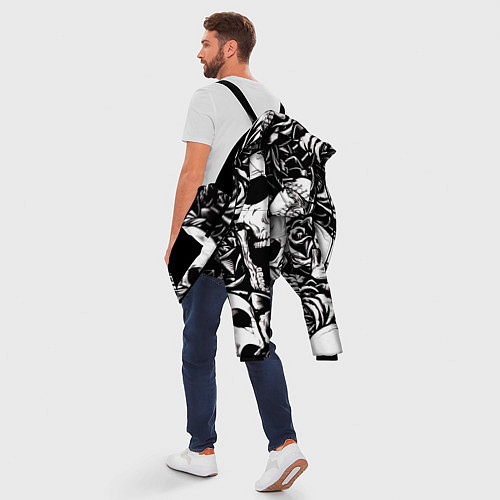 Мужская зимняя куртка Черепа и розы на черном фоне / 3D-Черный – фото 5