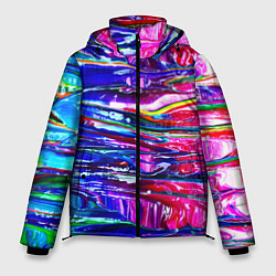 Куртка зимняя мужская Абстракция масляными красками, цвет: 3D-красный