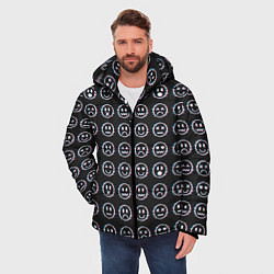 Куртка зимняя мужская Глитч смайлы, цвет: 3D-черный — фото 2