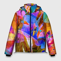 Куртка зимняя мужская Красочный цветочный паттерн Лето Colorful floral p, цвет: 3D-красный