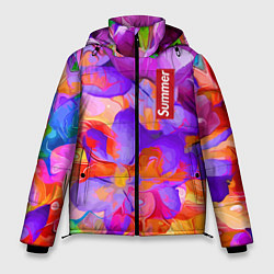 Куртка зимняя мужская Красочный цветочный паттерн Лето Colorful Floral P, цвет: 3D-светло-серый