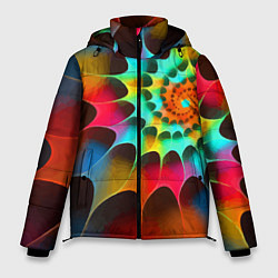 Куртка зимняя мужская Красочная неоновая спираль Colorful neon spiral, цвет: 3D-красный