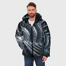 Куртка зимняя мужская Фрактальный абстрактный паттерн Броня Fractal Abst, цвет: 3D-светло-серый — фото 2