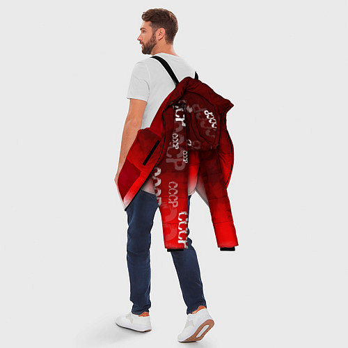 Мужская зимняя куртка Принт с надписью СССР / 3D-Красный – фото 5
