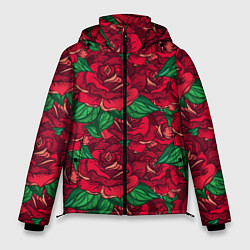 Куртка зимняя мужская Цветы Много Красных Роз, цвет: 3D-светло-серый