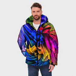 Куртка зимняя мужская Абстрактная неоновая композиция Abstract neon comp, цвет: 3D-красный — фото 2