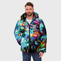 Куртка зимняя мужская Красочный космос, цвет: 3D-черный — фото 2