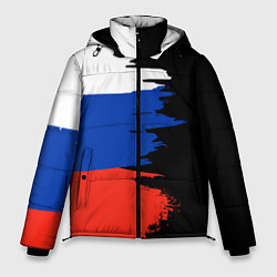 Куртка зимняя мужская Российский триколор на темном фоне, цвет: 3D-светло-серый