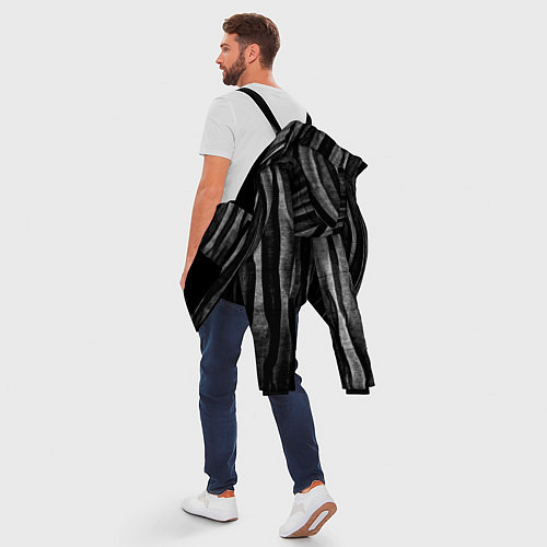 Мужская зимняя куртка Полосы чорные серые роизвольные random black strip / 3D-Черный – фото 5