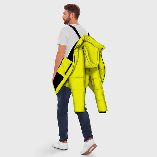 Мужская зимняя куртка Однотонный неоновый лимонный желтый тон / 3D-Черный – фото 5