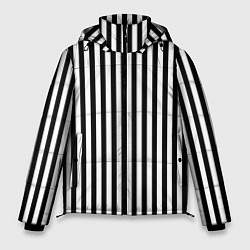 Куртка зимняя мужская ПОЛОСКИ ЧЕРНО-БЕЛЫЙ, цвет: 3D-черный