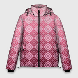 Куртка зимняя мужская Розовый геометрический градиентный узор, цвет: 3D-черный