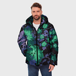 Куртка зимняя мужская Цветочная авангардная композиция, цвет: 3D-черный — фото 2
