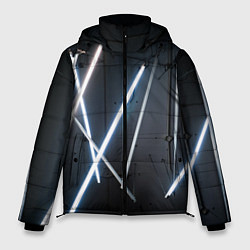Куртка зимняя мужская Неоновые лампы во тьме - Голубой, цвет: 3D-черный
