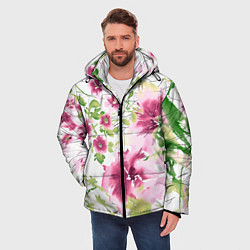 Куртка зимняя мужская Полевые цветы Акварель Лето, цвет: 3D-светло-серый — фото 2