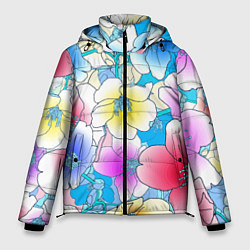 Куртка зимняя мужская Летний цветочный паттерн Fashion trend 2025, цвет: 3D-черный