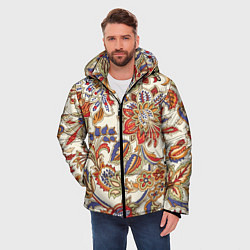Куртка зимняя мужская Цветочный винтажный орнамент, цвет: 3D-черный — фото 2