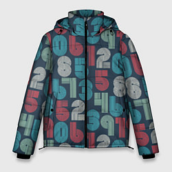 Куртка зимняя мужская Цифры в стиле Ретро, цвет: 3D-светло-серый