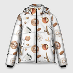 Куртка зимняя мужская Узор Кружка, Печенье, Пончик, цвет: 3D-светло-серый
