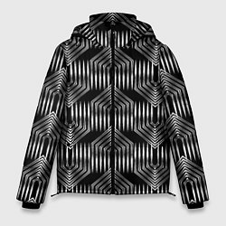 Куртка зимняя мужская Геометрический узор арт-деко черно-белый, цвет: 3D-красный