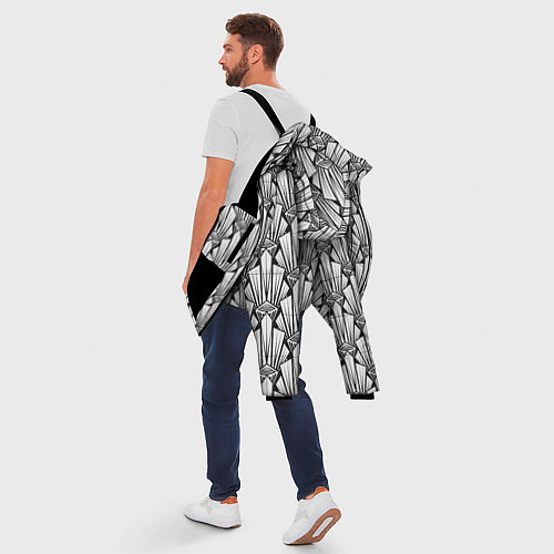 Мужская зимняя куртка Современный геометрический узор светлый фон / 3D-Черный – фото 5