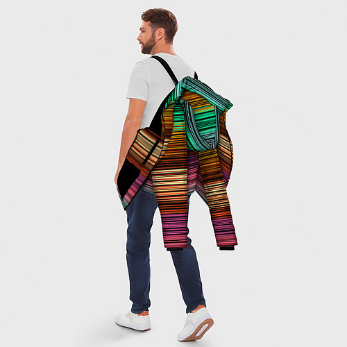 Мужская зимняя куртка Multicolored thin stripes Разноцветные полосы / 3D-Черный – фото 5