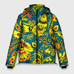Куртка зимняя мужская Хохломская Роспись Две Птицы, цвет: 3D-светло-серый