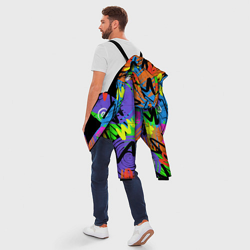 Мужская зимняя куртка Яркий геометрический принт / 3D-Черный – фото 5