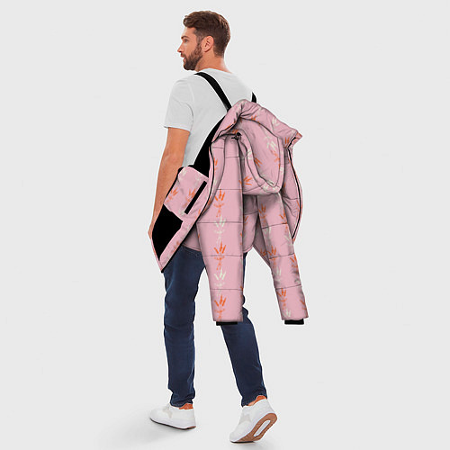 Мужская зимняя куртка Веточки лаванды розовый паттерн / 3D-Черный – фото 5