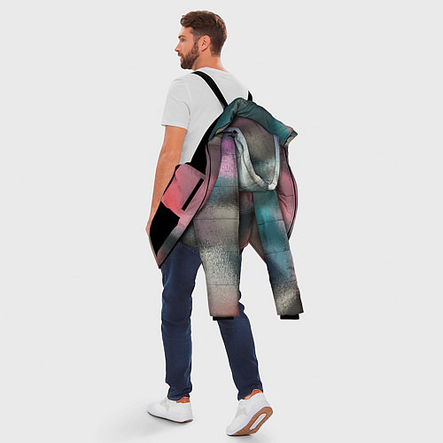 Мужская зимняя куртка Современный разноцветный абстрактный узор / 3D-Черный – фото 5