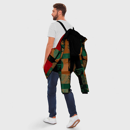 Мужская зимняя куртка Текстурированный абстрактный, геометрический принт / 3D-Красный – фото 5