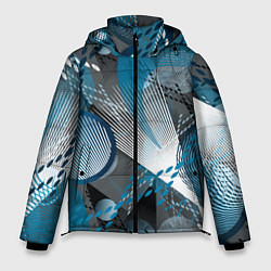 Мужская зимняя куртка Абстрактный серо-синий принт