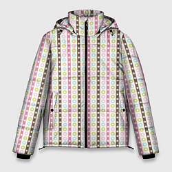 Куртка зимняя мужская Геометрия полосы и кружочки, цвет: 3D-черный