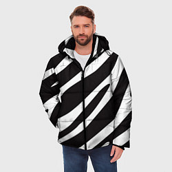 Куртка зимняя мужская Анималистичный рисунок зебра, цвет: 3D-светло-серый — фото 2