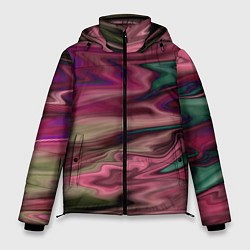 Куртка зимняя мужская Абстрактный размытый узор в розово-зеленых цветах, цвет: 3D-черный