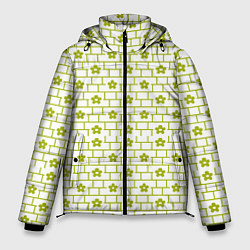 Куртка зимняя мужская Зеленые кирпичики и цветы, цвет: 3D-светло-серый