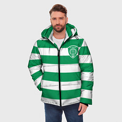 Куртка зимняя мужская ФК Ахмат на фоне бело зеленой формы, цвет: 3D-светло-серый — фото 2