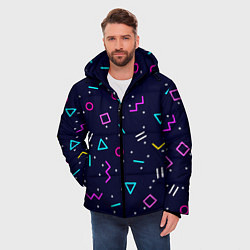 Куртка зимняя мужская Neon geometric shapes, цвет: 3D-светло-серый — фото 2